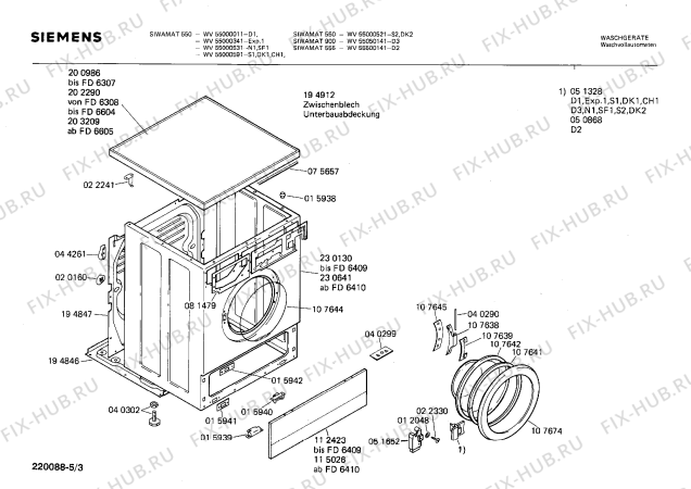 Схема №3 WV57000641 SIWAMAT 570 с изображением Переключатель для стиралки Siemens 00051651