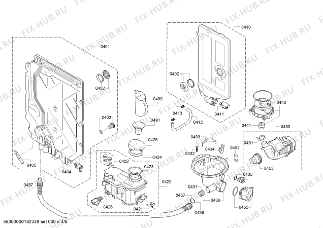 Взрыв-схема посудомоечной машины Bosch SMU53L65EU SilencePlus - Схема узла 04