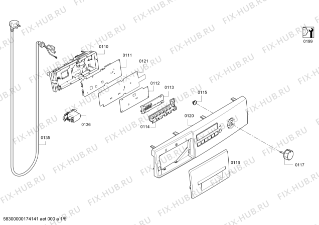 Схема №5 WAP24202UC Axxis+ с изображением Ручка для стиралки Bosch 00752532