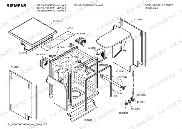 Взрыв-схема посудомоечной машины Siemens SE23E230EU - Схема узла 03