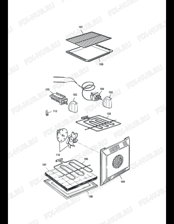 Взрыв-схема плиты (духовки) DELONGHI TEMW 965 AB - Схема узла 4