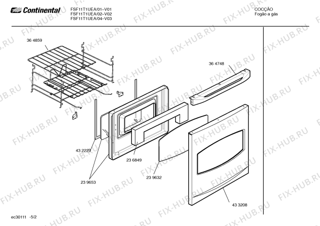 Взрыв-схема плиты (духовки) Continental FSF11T1UEA - Схема узла 02