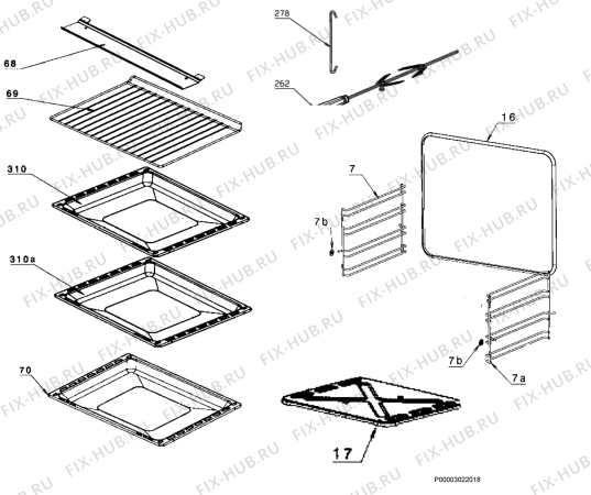 Взрыв-схема плиты (духовки) Aeg Electrolux 11365GM-M - Схема узла Oven