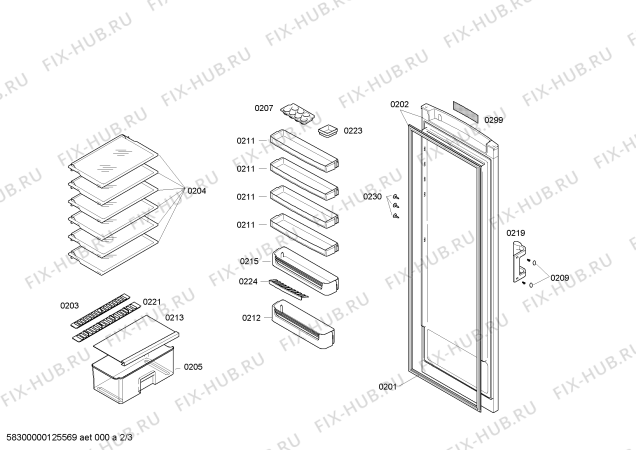 Схема №2 3FCL1650 с изображением Дверь для холодильника Bosch 00245626