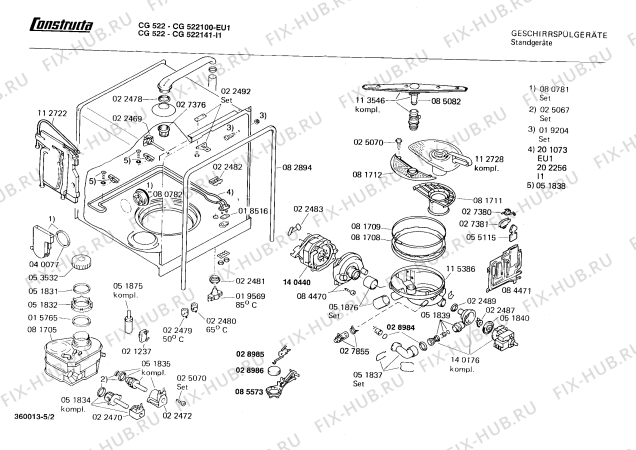 Взрыв-схема посудомоечной машины Constructa CG522141 CG522 - Схема узла 02