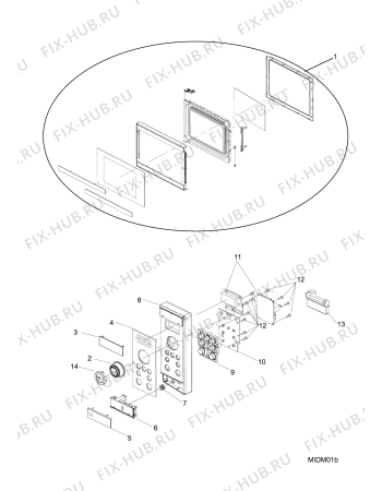 Схема №2 MWH2824XUK (F086169) с изображением Дверка для микроволновки Indesit C00309775