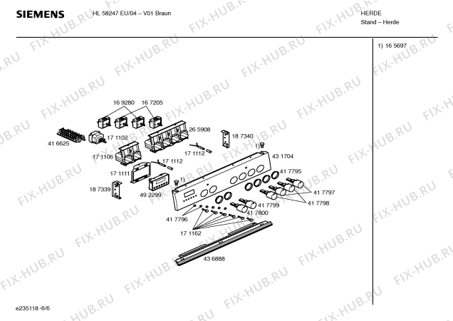 Схема №3 HL58247EU с изображением Ручка выбора температуры для электропечи Siemens 00417799