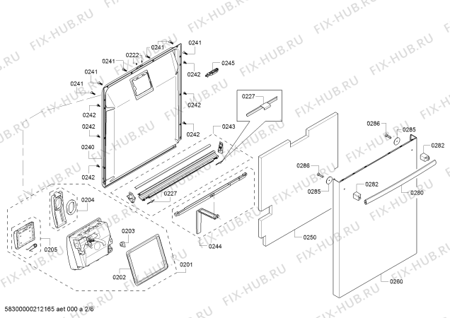 Взрыв-схема посудомоечной машины Bosch SHX865YN5N, SilencePlus 44 dBA - Схема узла 02