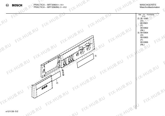 Схема №3 WFF2060 с изображением Индикатор для стиральной машины Bosch 00155106
