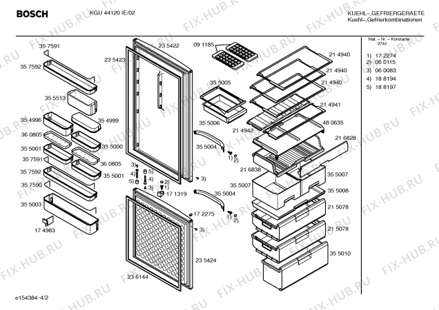 Схема №2 KGU4420IE с изображением Дверь для холодильника Bosch 00235422