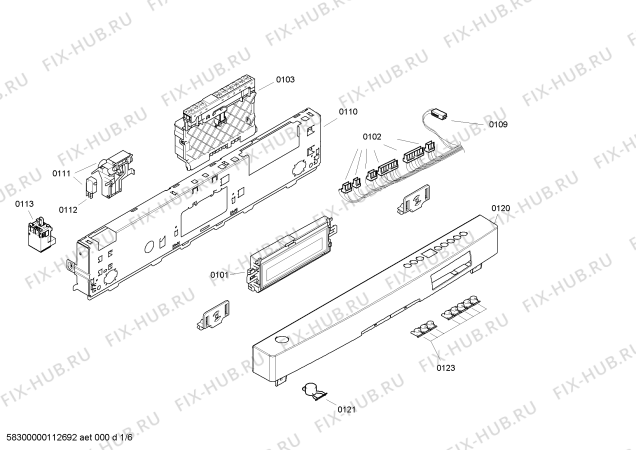 Схема №4 SGS65T32II с изображением Модуль управления для посудомойки Bosch 00497469