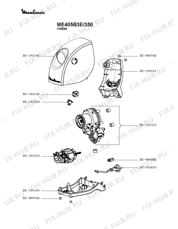 Схема №2 ME405B3E/350 с изображением Кнопка для мясорубки Moulinex SS-193144