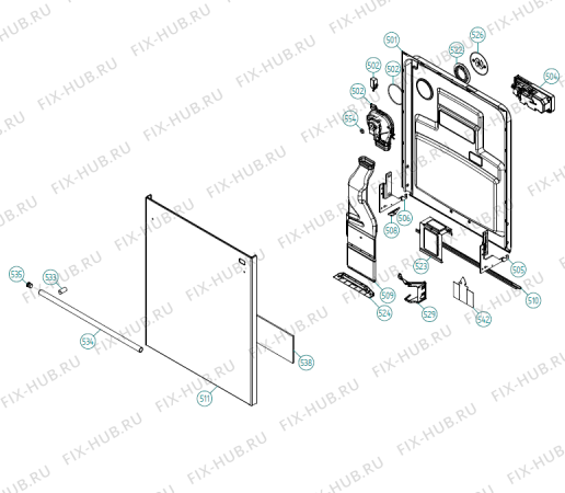 Взрыв-схема посудомоечной машины Asko D5634 ADA US   -Stainless (341612, DW90.2) - Схема узла 05