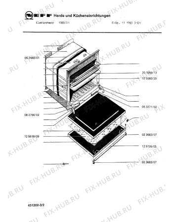 Взрыв-схема плиты (духовки) Neff 1117833101 1783/31 - Схема узла 02