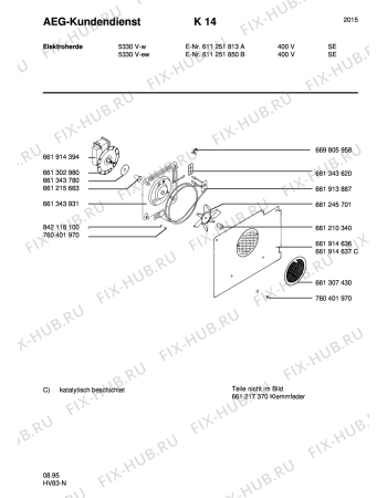 Взрыв-схема плиты (духовки) Aeg 5330V-W S 400V - Схема узла Section5