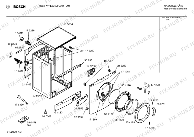 Схема №4 WFL2050FG WFL2050 с изображением Инструкция по установке и эксплуатации для стиральной машины Bosch 00584768