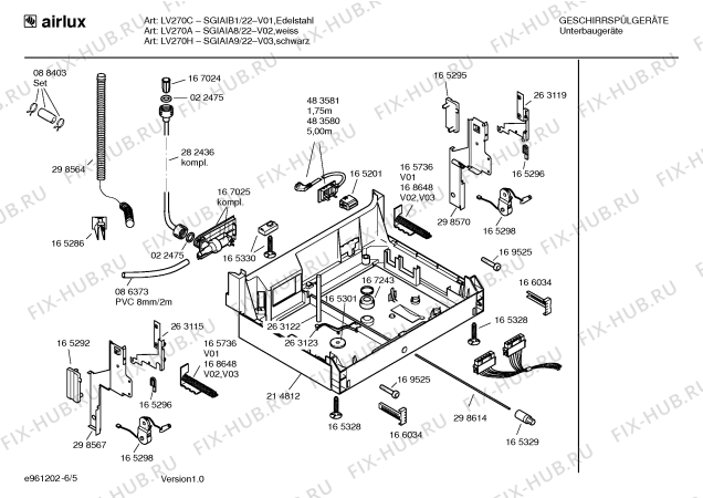 Взрыв-схема посудомоечной машины Airlux SGIAIA8 LV270A - Схема узла 05
