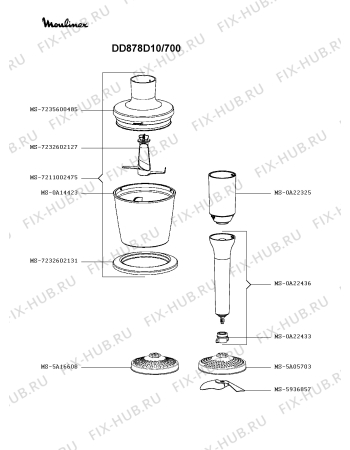 Взрыв-схема блендера (миксера) Moulinex DD878D10/700 - Схема узла BP005321.9P2