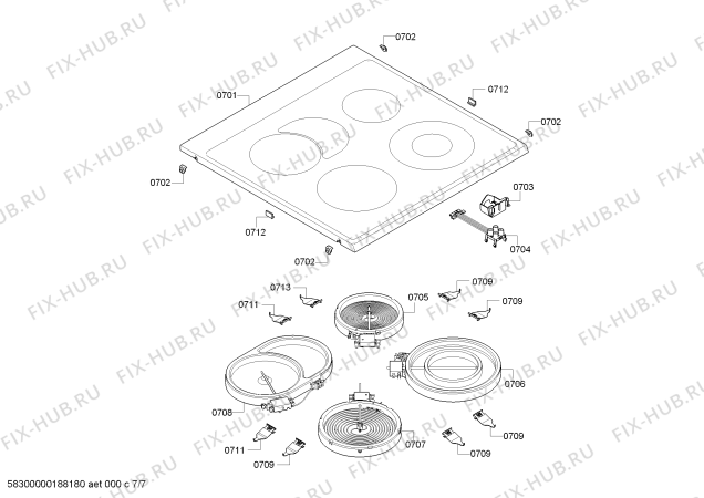 Взрыв-схема плиты (духовки) Bosch HCA754820 - Схема узла 07