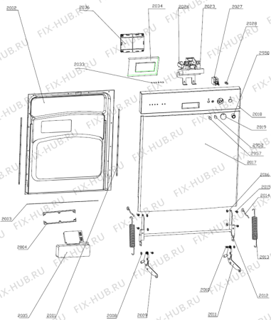 Схема №1 GS60010W (149977, WQP12-9250) с изображением Дверка для электропосудомоечной машины Gorenje 152750