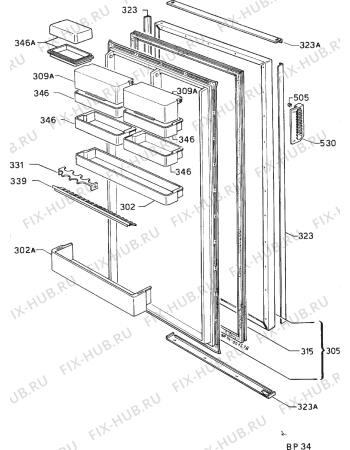 Взрыв-схема холодильника Zanussi ZD2350PR - Схема узла Door 003