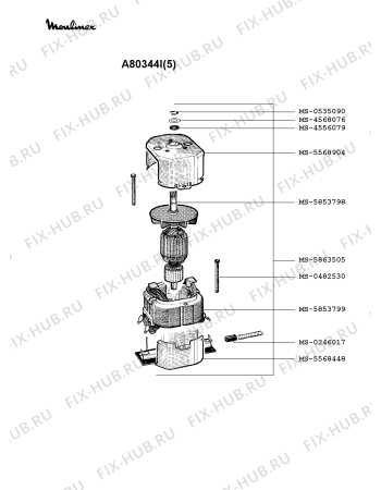 Взрыв-схема мясорубки Moulinex A80344I(5) - Схема узла 3P001235.1P2