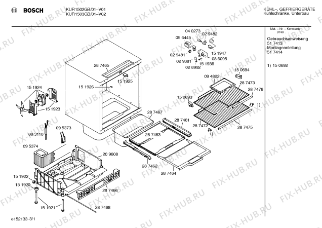 Схема №2 KUR1504GB с изображением Инструкция по эксплуатации для холодильника Bosch 00517413