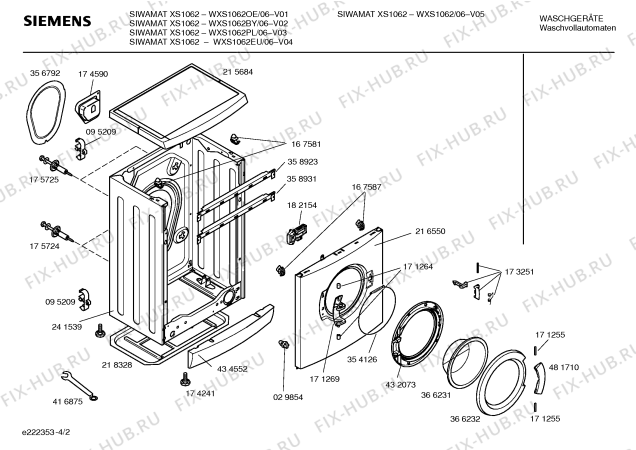 Схема №3 WXS1062 SIWAMAT XS 1062 с изображением Панель управления для стиралки Siemens 00435693