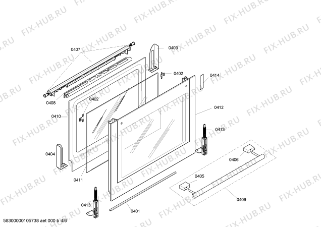 Схема №5 HEN600020 с изображением Фронтальное стекло для плиты (духовки) Bosch 00472055