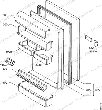 Взрыв-схема холодильника Electrolux ER1632I - Схема узла Door 003