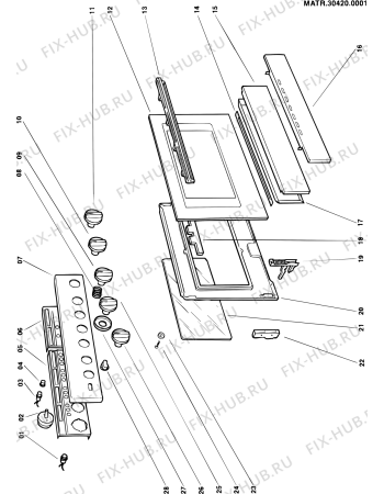 Схема №4 KN7312WIE (F005809) с изображением Обшивка для плиты (духовки) Indesit C00041215