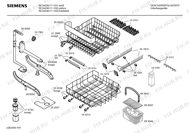 Взрыв-схема посудомоечной машины Siemens SE34230 - Схема узла 06