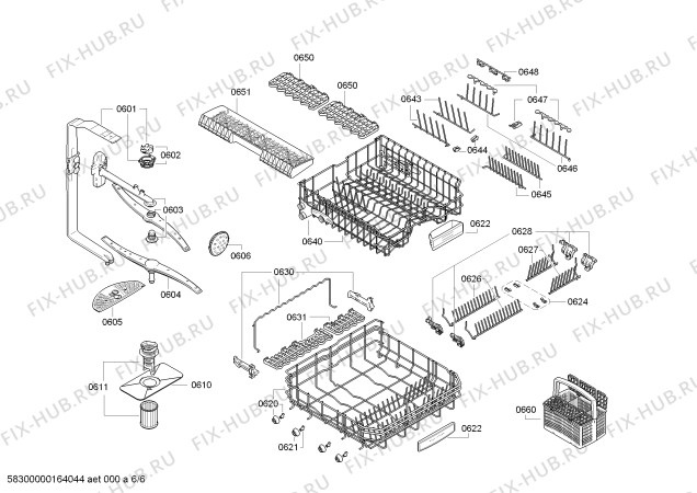Взрыв-схема посудомоечной машины Bosch SMV65E00GB Aqua-Star 6l - TP3 - Схема узла 06