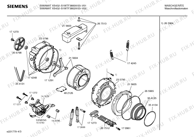 Схема №2 S1WTF3800A SIWAMAT XS432 с изображением Инструкция по установке и эксплуатации для стиралки Siemens 00525784