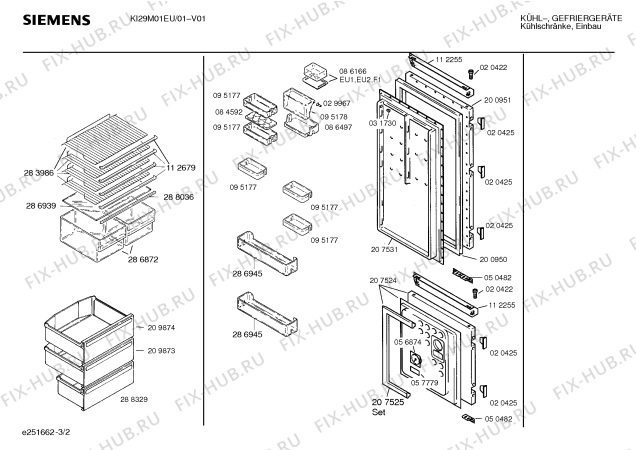 Взрыв-схема холодильника Siemens KI29M01EU - Схема узла 02