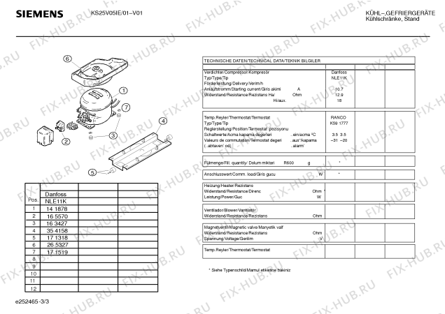 Взрыв-схема холодильника Siemens KS25V05IE - Схема узла 03