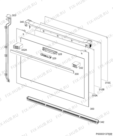 Взрыв-схема плиты (духовки) Electrolux EKS985X - Схема узла Door