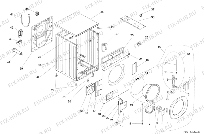 Взрыв-схема стиральной машины Electrolux WASL7M101 - Схема узла Housing 001