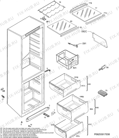 Взрыв-схема холодильника Electrolux ERB8445 - Схема узла Housing 001