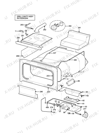 Взрыв-схема плиты (духовки) Parkinson Cowan SIG400GRN - Схема узла H10 Grill cavity assy