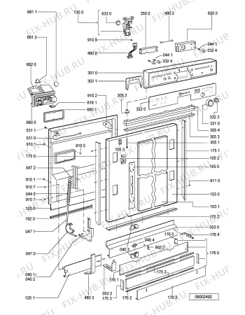 Схема №2 GSU 4996 WS с изображением Панель для электропосудомоечной машины Whirlpool 481245372177