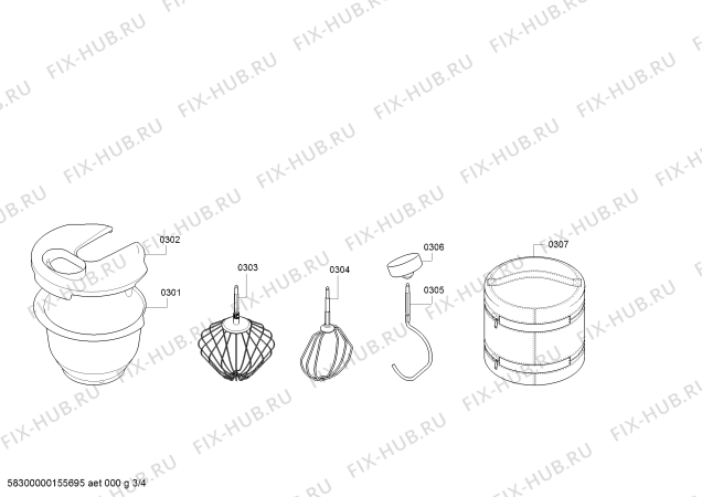 Взрыв-схема кухонного комбайна Bosch MUM56320CH - Схема узла 03