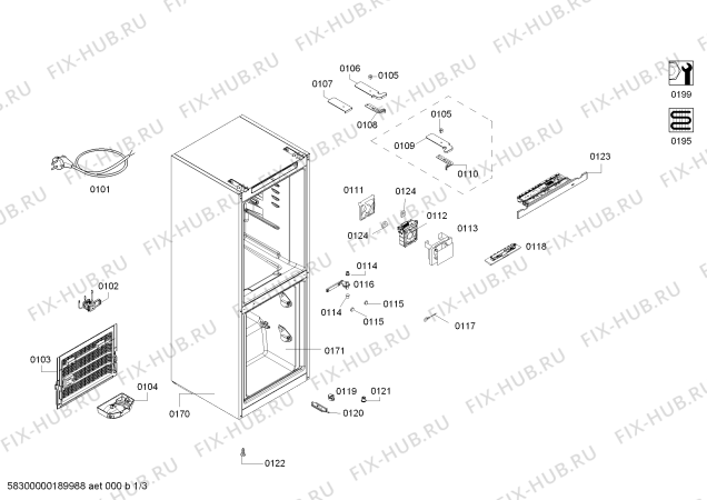 Схема №2 KG32EV2S0C с изображением Уплотнитель двери для холодильника Bosch 00713293