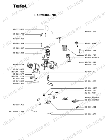 Схема №2 EX829DKR/70L с изображением Элемент корпуса для электрокофеварки Tefal MS-8080017530