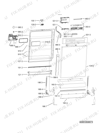 Взрыв-схема посудомоечной машины Whirlpool ADP 8673 A+ PC 6S IX - Схема узла