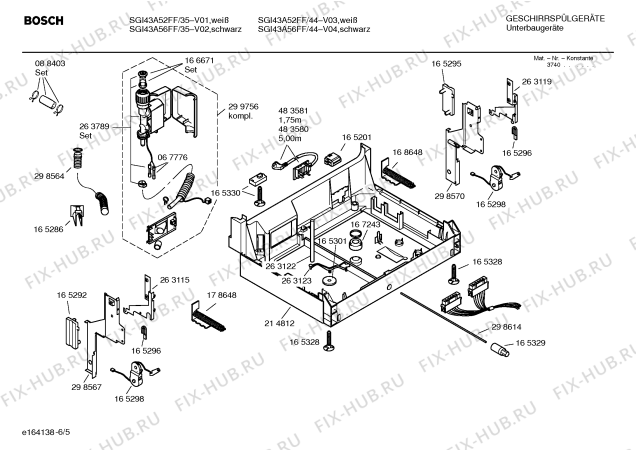 Взрыв-схема посудомоечной машины Bosch SGI43A52FF - Схема узла 05