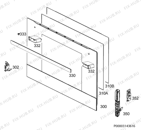 Взрыв-схема плиты (духовки) Electrolux EZB1110AAX - Схема узла Door