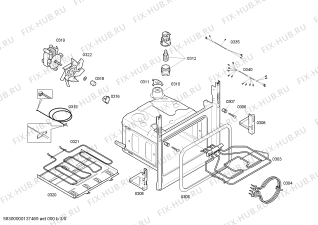 Взрыв-схема плиты (духовки) Bosch HBB57C550E - Схема узла 03