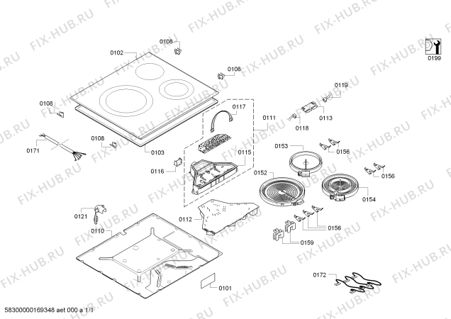 Схема №1 3EB717LQ с изображением Модуль управления для плиты (духовки) Bosch 00744707