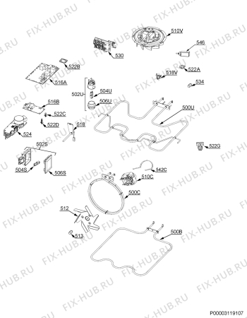 Взрыв-схема плиты (духовки) Aeg BPK742220M - Схема узла Electrical equipment